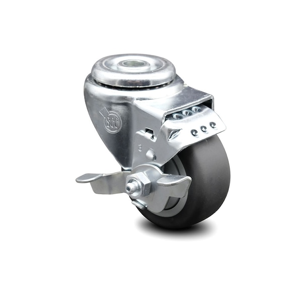 3 Inch Thermoplastic Rubber Wheel Swivel Bolt Hole Caster with Brake SCC